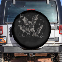 Three Bats Y2k Spare Tire Cover Vintage 90s Style Bat Gothic Occult Halloween Bat Graphic