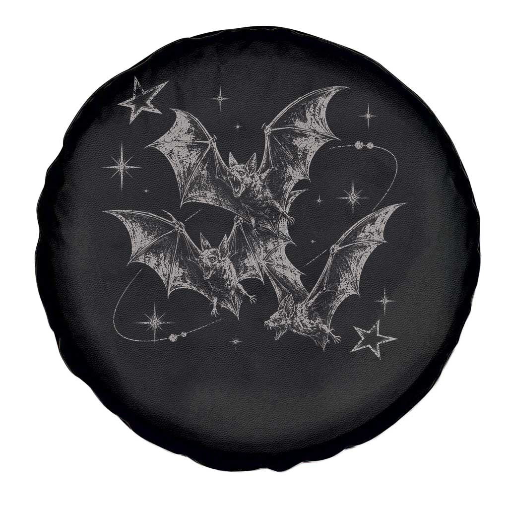 Three Bats Y2k Spare Tire Cover Vintage 90s Style Bat Gothic Occult Halloween Bat Graphic