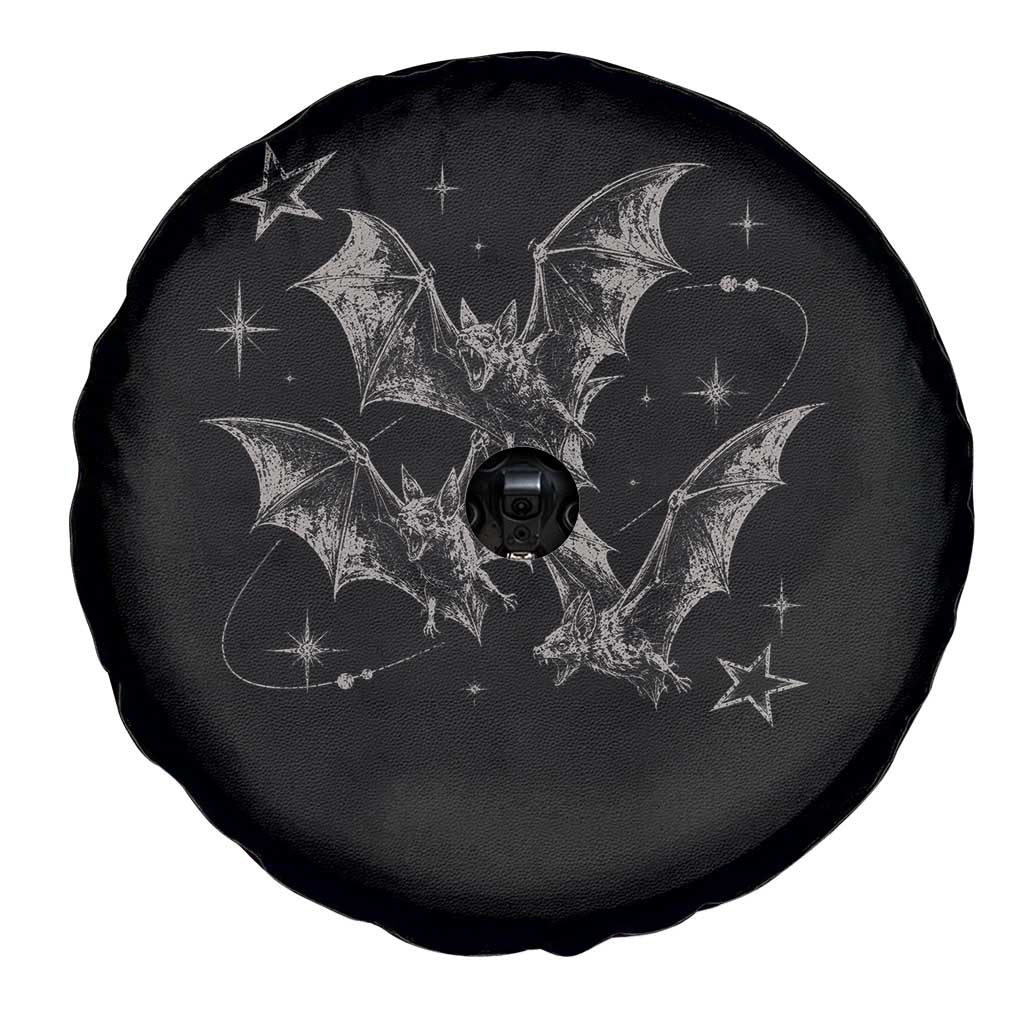 Three Bats Y2k Spare Tire Cover Vintage 90s Style Bat Gothic Occult Halloween Bat Graphic