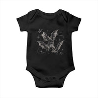 Three Bats Y2k Baby Onesie Vintage 90s Style Bat Gothic Occult Halloween Bat Graphic