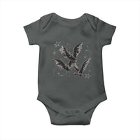 Three Bats Y2k Baby Onesie Vintage 90s Style Bat Gothic Occult Halloween Bat Graphic