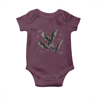 Three Bats Y2k Baby Onesie Vintage 90s Style Bat Gothic Occult Halloween Bat Graphic