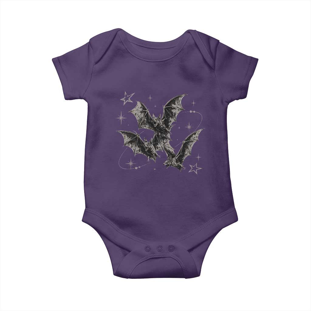 Three Bats Y2k Baby Onesie Vintage 90s Style Bat Gothic Occult Halloween Bat Graphic