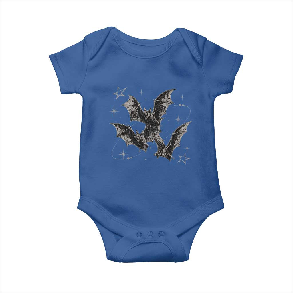 Three Bats Y2k Baby Onesie Vintage 90s Style Bat Gothic Occult Halloween Bat Graphic