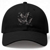 Three Bats Y2k Baseball Cap Vintage 90s Style Bat Gothic Occult Halloween Bat Graphic