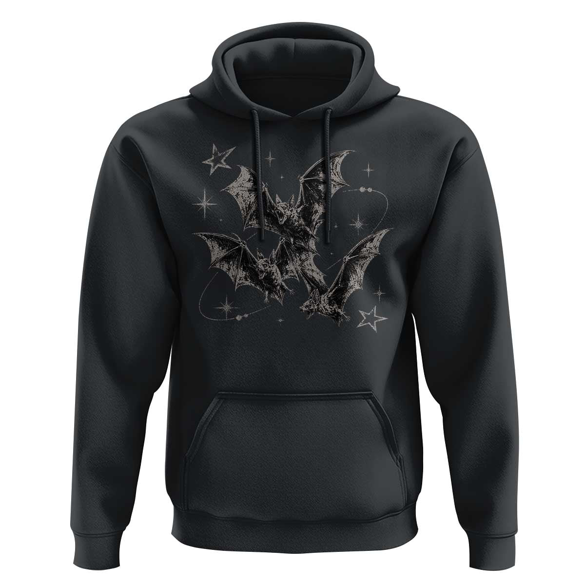 Three Bats Y2k Hoodie Vintage 90s Style Bat Gothic Occult Halloween Bat Graphic