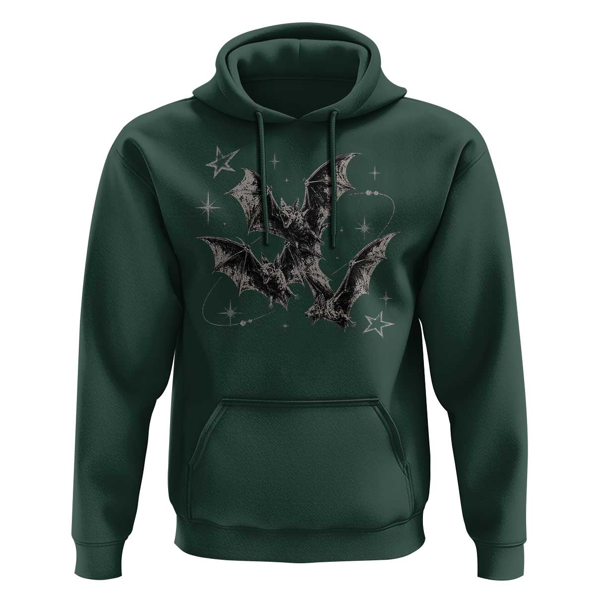 Three Bats Y2k Hoodie Vintage 90s Style Bat Gothic Occult Halloween Bat Graphic