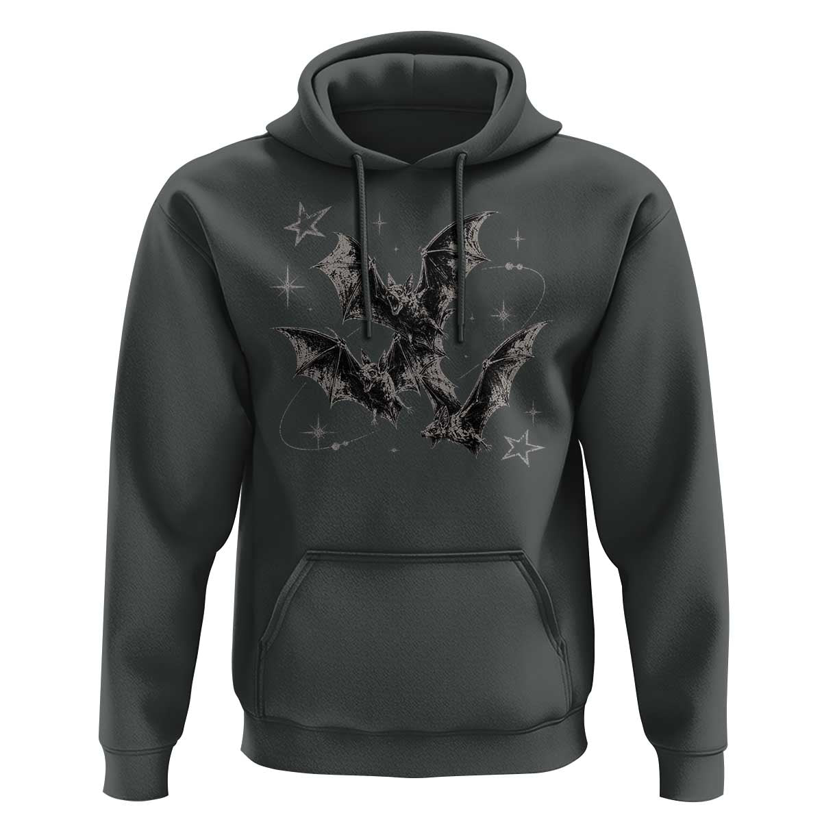 Three Bats Y2k Hoodie Vintage 90s Style Bat Gothic Occult Halloween Bat Graphic