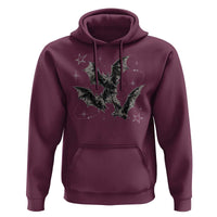 Three Bats Y2k Hoodie Vintage 90s Style Bat Gothic Occult Halloween Bat Graphic
