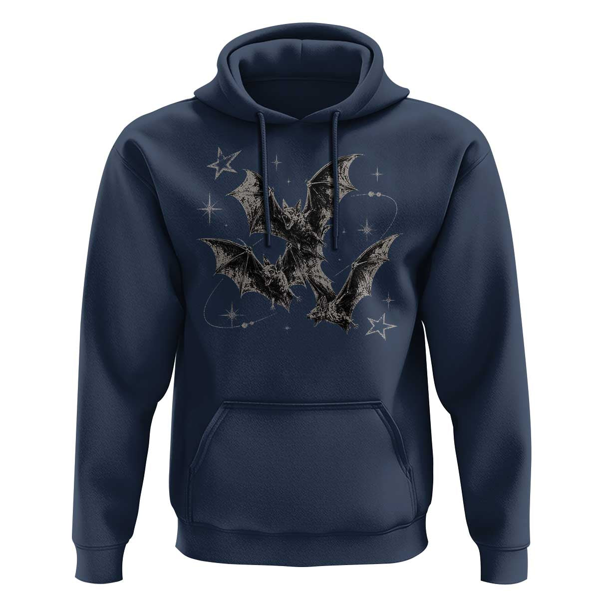 Three Bats Y2k Hoodie Vintage 90s Style Bat Gothic Occult Halloween Bat Graphic