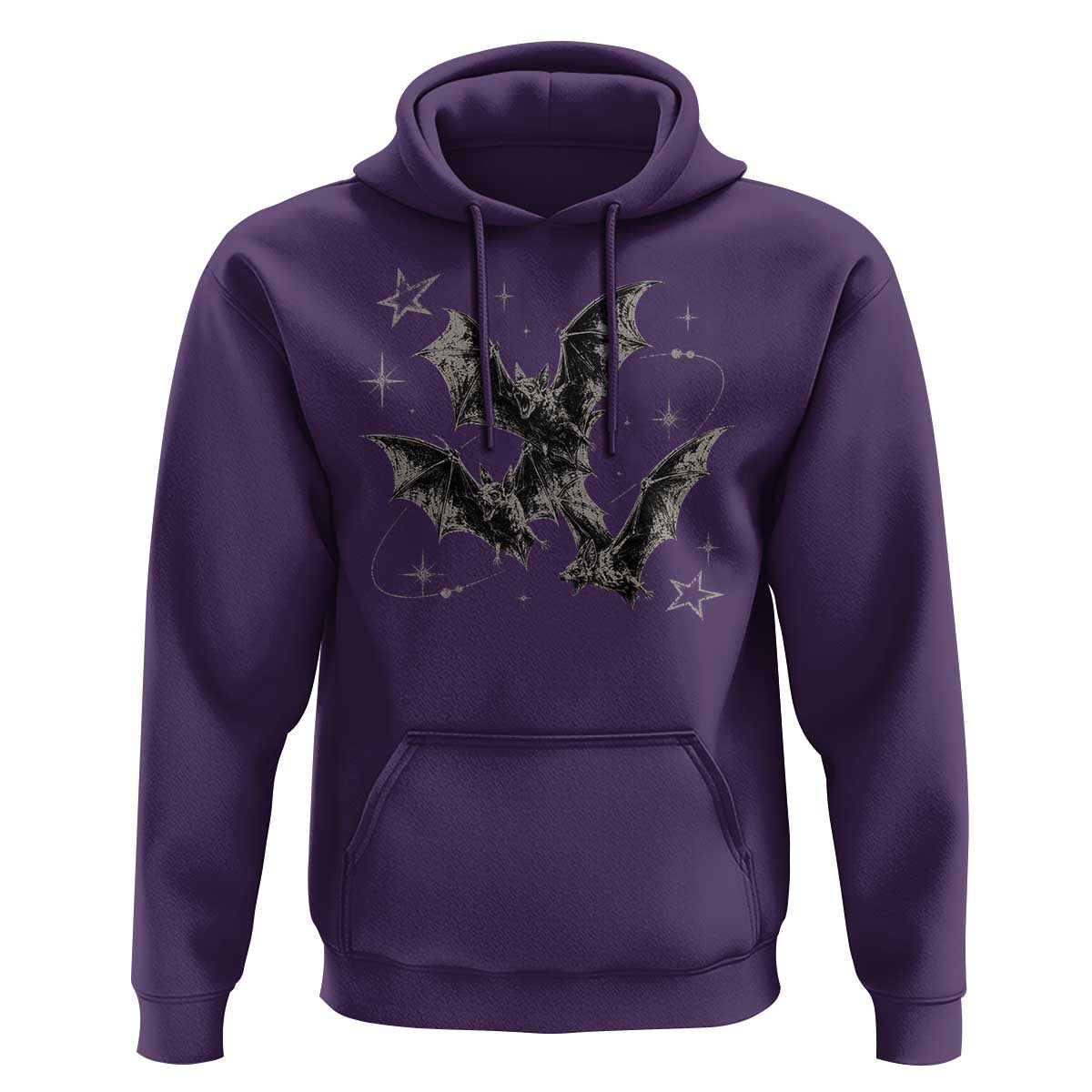 Three Bats Y2k Hoodie Vintage 90s Style Bat Gothic Occult Halloween Bat Graphic