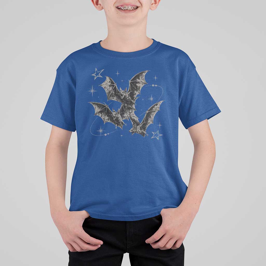 Three Bats Y2k T Shirt For Kid Vintage 90s Style Bat Gothic Occult Halloween Bat Graphic