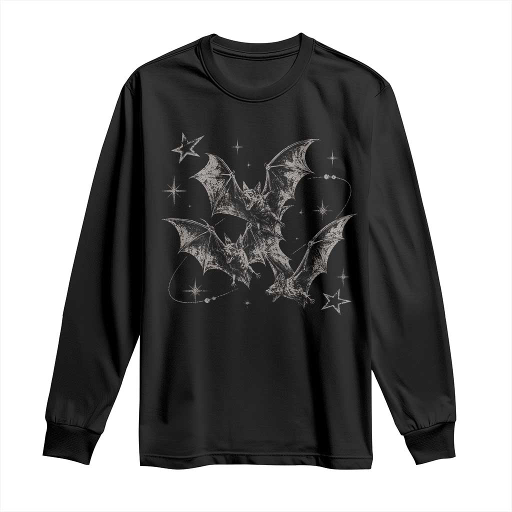 Three Bats Y2k Long Sleeve Shirt Vintage 90s Style Bat Gothic Occult Halloween Bat Graphic