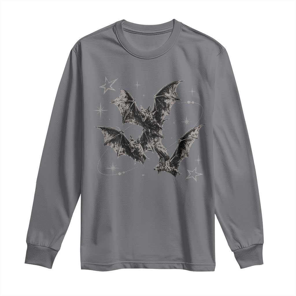Three Bats Y2k Long Sleeve Shirt Vintage 90s Style Bat Gothic Occult Halloween Bat Graphic