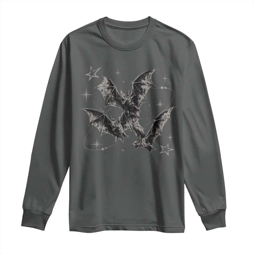 Three Bats Y2k Long Sleeve Shirt Vintage 90s Style Bat Gothic Occult Halloween Bat Graphic
