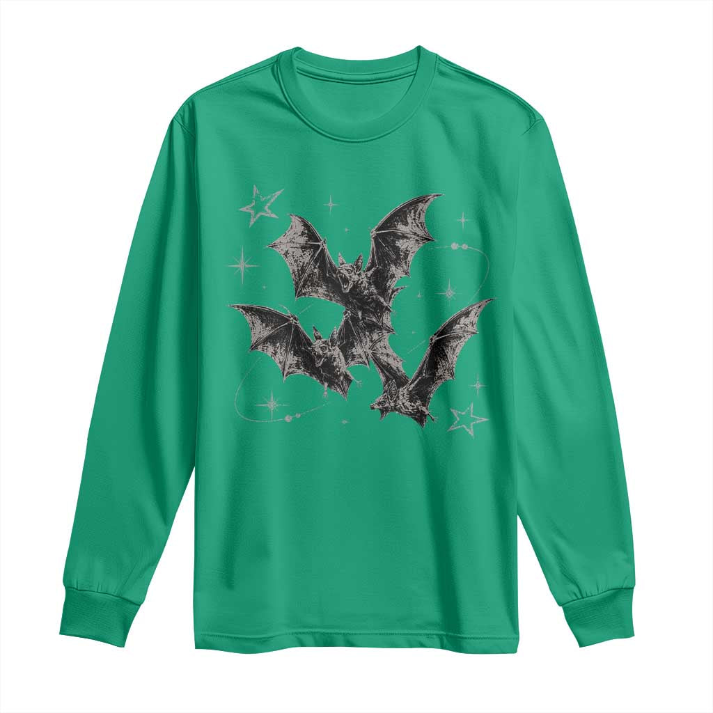 Three Bats Y2k Long Sleeve Shirt Vintage 90s Style Bat Gothic Occult Halloween Bat Graphic