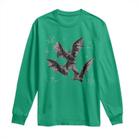 Three Bats Y2k Long Sleeve Shirt Vintage 90s Style Bat Gothic Occult Halloween Bat Graphic