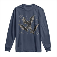 Three Bats Y2k Long Sleeve Shirt Vintage 90s Style Bat Gothic Occult Halloween Bat Graphic