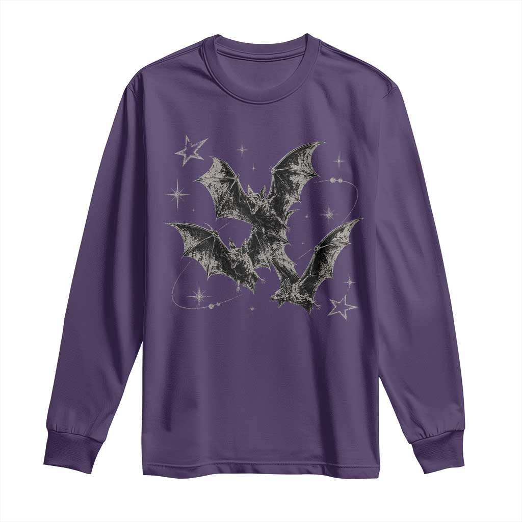 Three Bats Y2k Long Sleeve Shirt Vintage 90s Style Bat Gothic Occult Halloween Bat Graphic