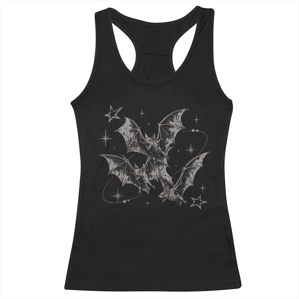Three Bats Y2k Racerback Tank Top Vintage 90s Style Bat Gothic Occult Halloween Bat Graphic