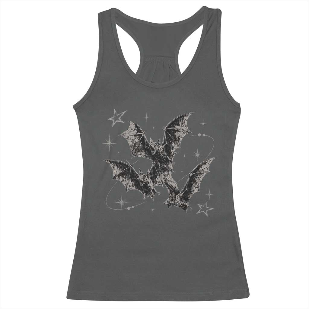 Three Bats Y2k Racerback Tank Top Vintage 90s Style Bat Gothic Occult Halloween Bat Graphic