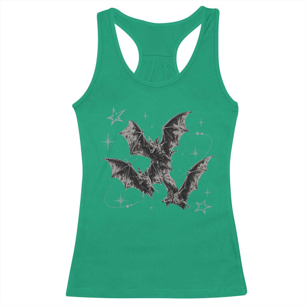Three Bats Y2k Racerback Tank Top Vintage 90s Style Bat Gothic Occult Halloween Bat Graphic