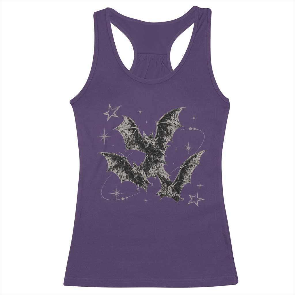 Three Bats Y2k Racerback Tank Top Vintage 90s Style Bat Gothic Occult Halloween Bat Graphic
