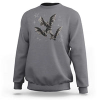 Three Bats Y2k Sweatshirt Vintage 90s Style Bat Gothic Occult Halloween Bat Graphic
