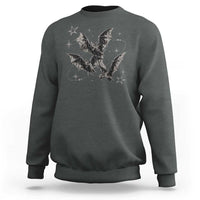Three Bats Y2k Sweatshirt Vintage 90s Style Bat Gothic Occult Halloween Bat Graphic