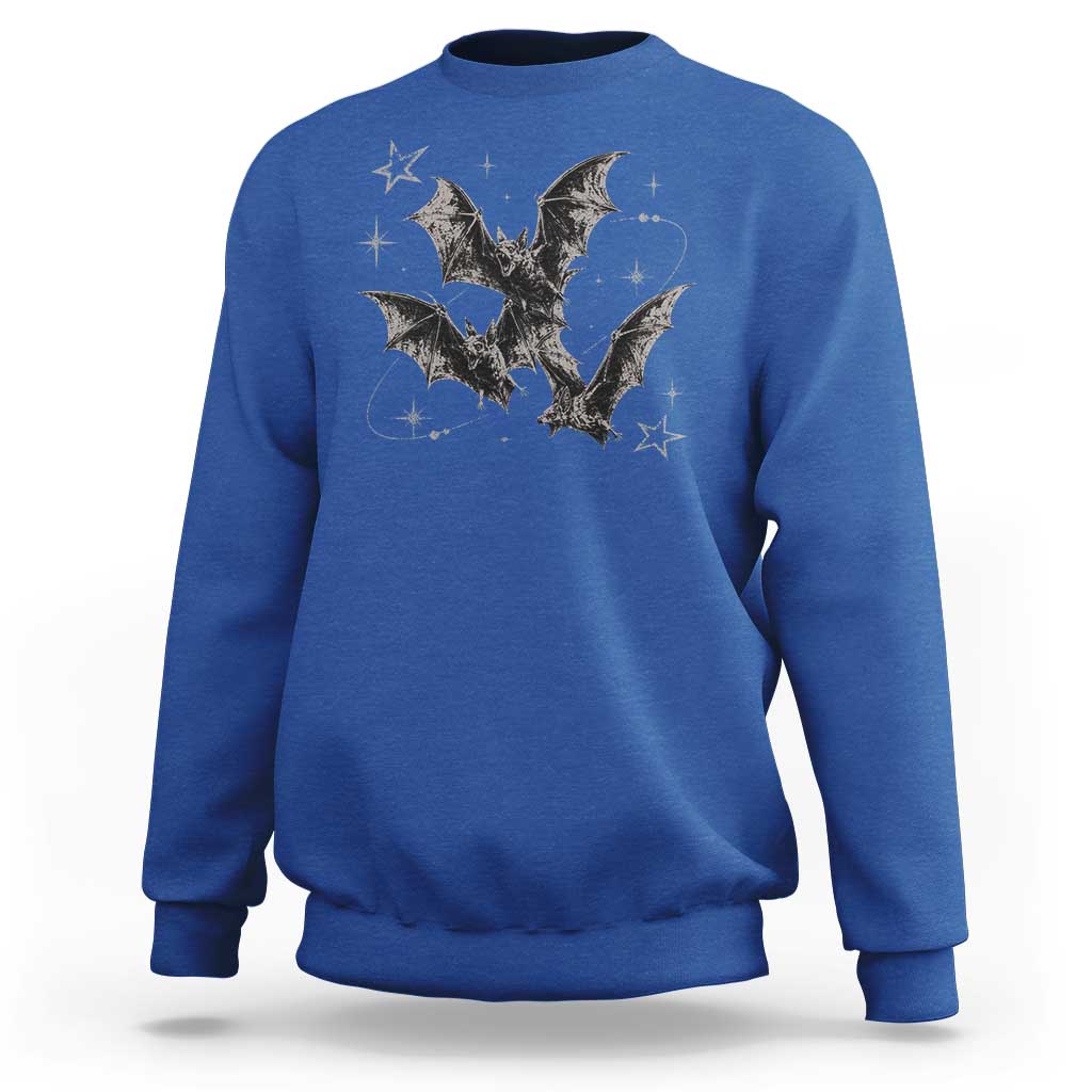 Three Bats Y2k Sweatshirt Vintage 90s Style Bat Gothic Occult Halloween Bat Graphic