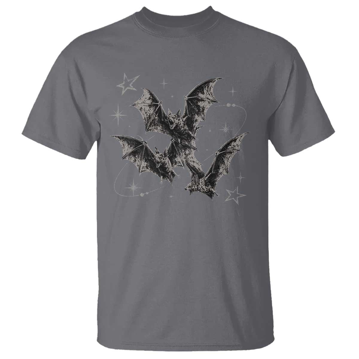 Three Bats Y2k T Shirt Vintage 90s Style Bat Gothic Occult Halloween Bat Graphic