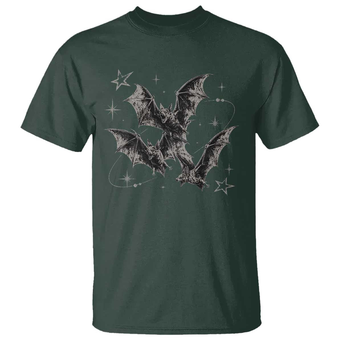 Three Bats Y2k T Shirt Vintage 90s Style Bat Gothic Occult Halloween Bat Graphic