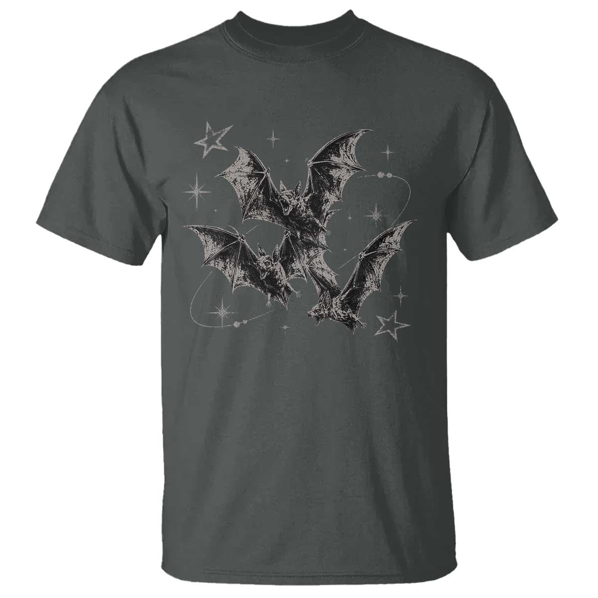 Three Bats Y2k T Shirt Vintage 90s Style Bat Gothic Occult Halloween Bat Graphic