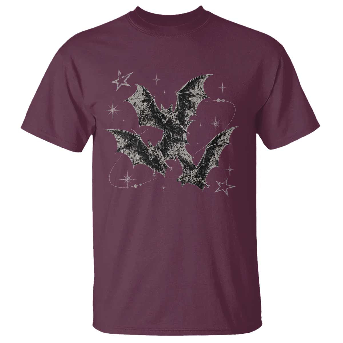 Three Bats Y2k T Shirt Vintage 90s Style Bat Gothic Occult Halloween Bat Graphic