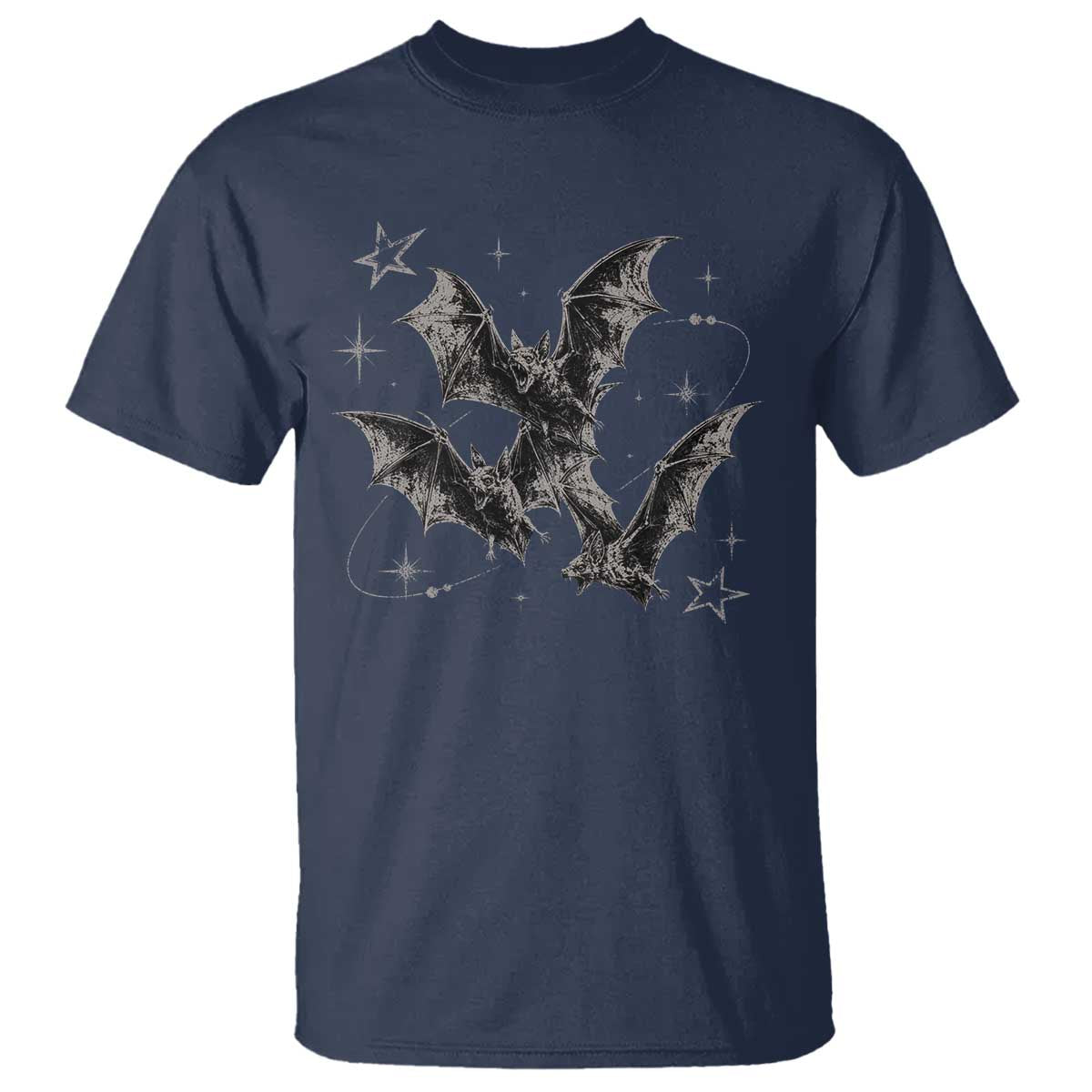 Three Bats Y2k T Shirt Vintage 90s Style Bat Gothic Occult Halloween Bat Graphic