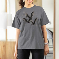 Three Bats Y2k T Shirt For Women Vintage 90s Style Bat Gothic Occult Halloween Bat Graphic