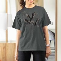 Three Bats Y2k T Shirt For Women Vintage 90s Style Bat Gothic Occult Halloween Bat Graphic
