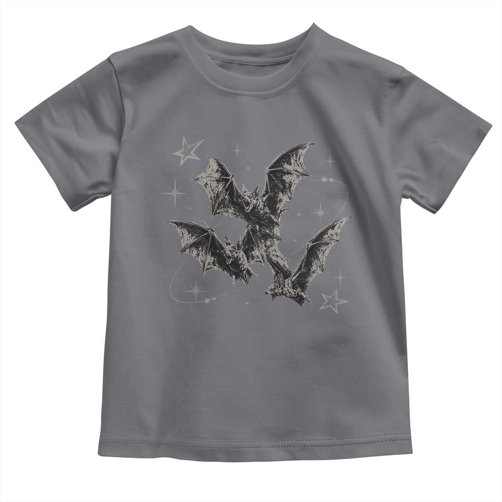 Three Bats Y2k Toddler T Shirt Vintage 90s Style Bat Gothic Occult Halloween Bat Graphic