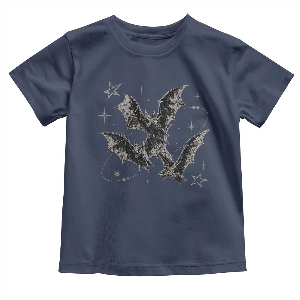 Three Bats Y2k Toddler T Shirt Vintage 90s Style Bat Gothic Occult Halloween Bat Graphic
