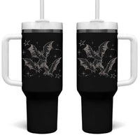 Three Bats Y2k Tumbler With Handle Vintage 90s Style Bat Gothic Occult Halloween Bat Graphic