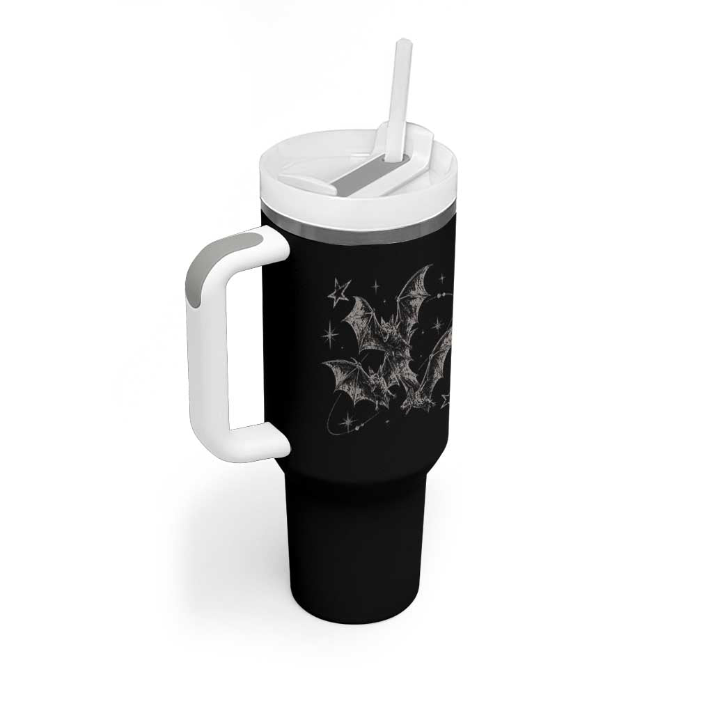 Three Bats Y2k Tumbler With Handle Vintage 90s Style Bat Gothic Occult Halloween Bat Graphic