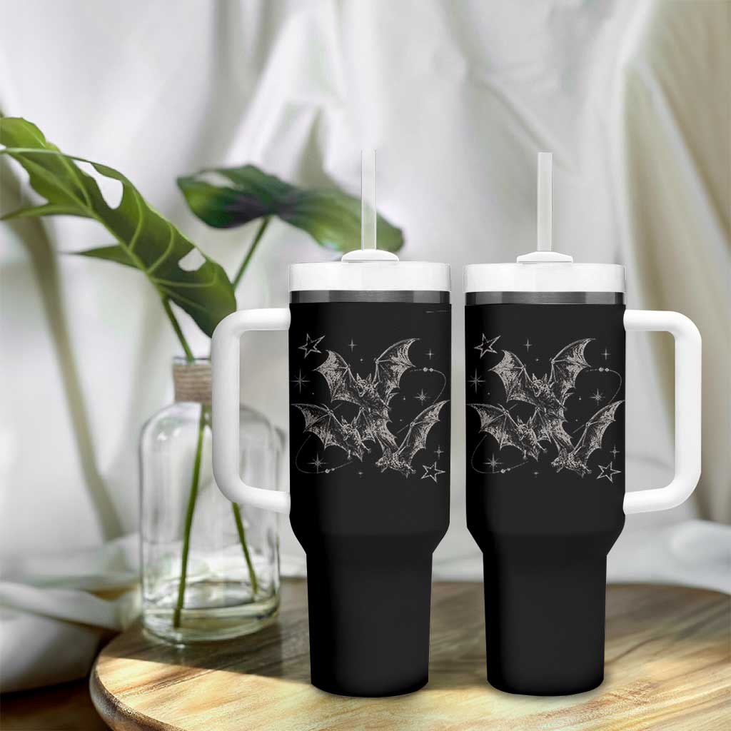 Three Bats Y2k Tumbler With Handle Vintage 90s Style Bat Gothic Occult Halloween Bat Graphic