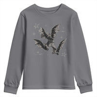 Three Bats Y2k Youth Sweatshirt Vintage 90s Style Bat Gothic Occult Halloween Bat Graphic