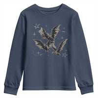 Three Bats Y2k Youth Sweatshirt Vintage 90s Style Bat Gothic Occult Halloween Bat Graphic