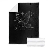Raven Crow Y2k Throw Blanket Gothic Cyber Sigilism Occult Dark Academia Black Bird Graphic
