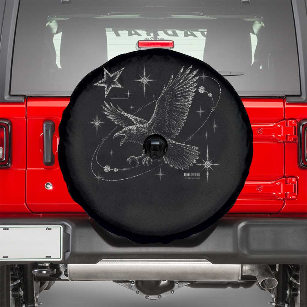 Raven Crow Y2k Spare Tire Cover Gothic Cyber Sigilism Occult Dark Academia Black Bird Graphic