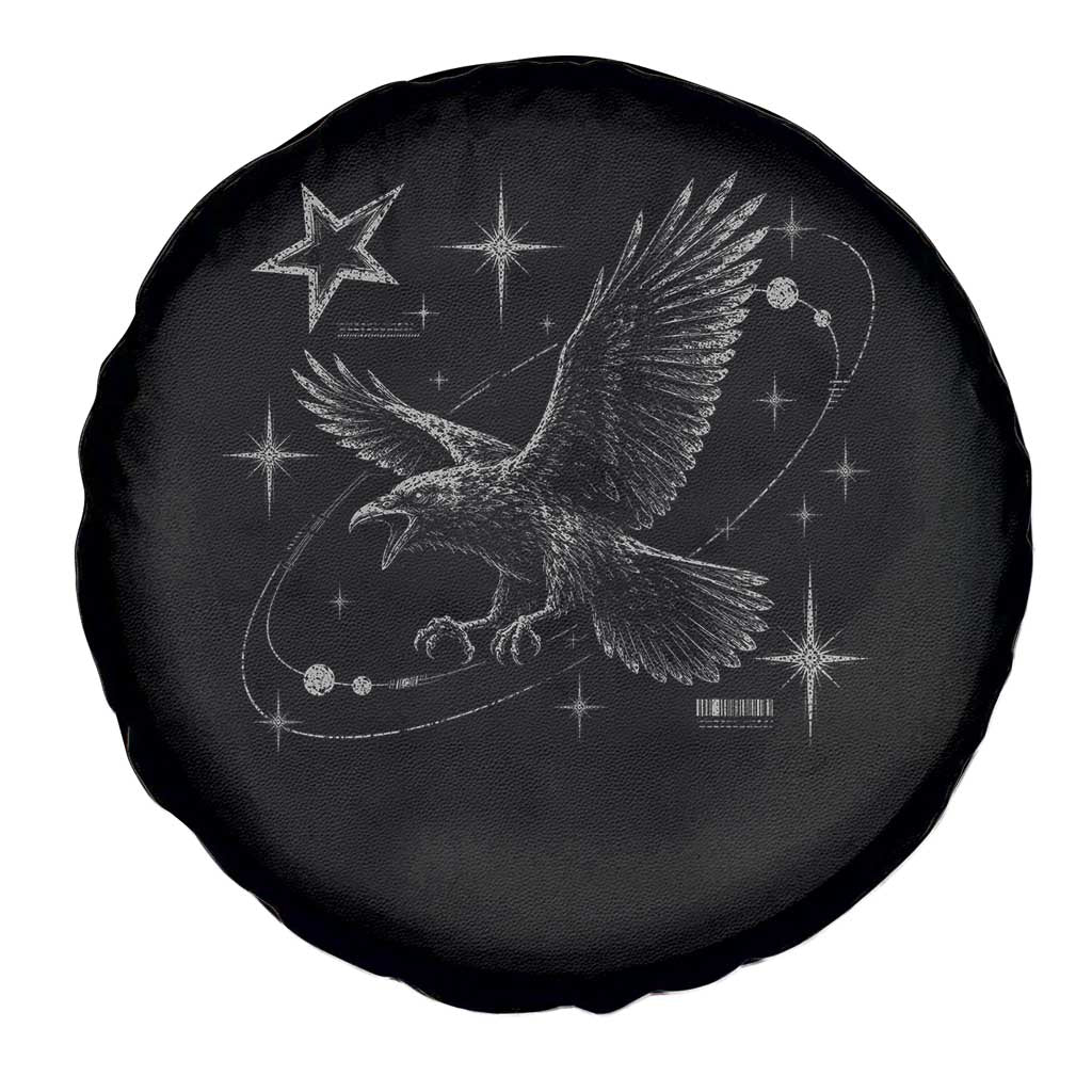 Raven Crow Y2k Spare Tire Cover Gothic Cyber Sigilism Occult Dark Academia Black Bird Graphic