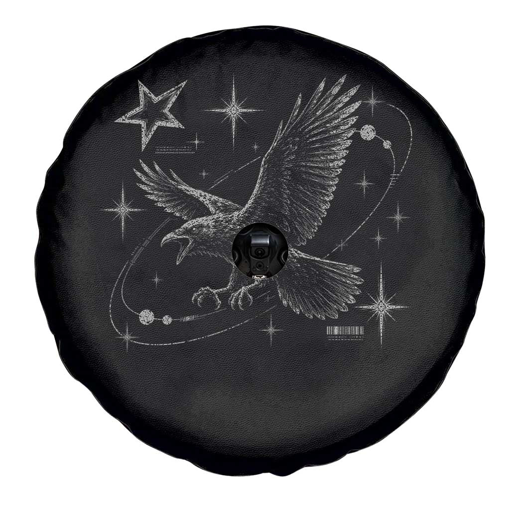 Raven Crow Y2k Spare Tire Cover Gothic Cyber Sigilism Occult Dark Academia Black Bird Graphic