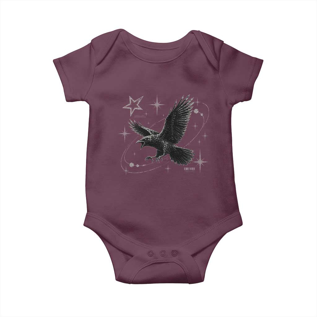 Raven Crow Y2k Baby Onesie Gothic Cyber Sigilism Occult Dark Academia Black Bird Graphic