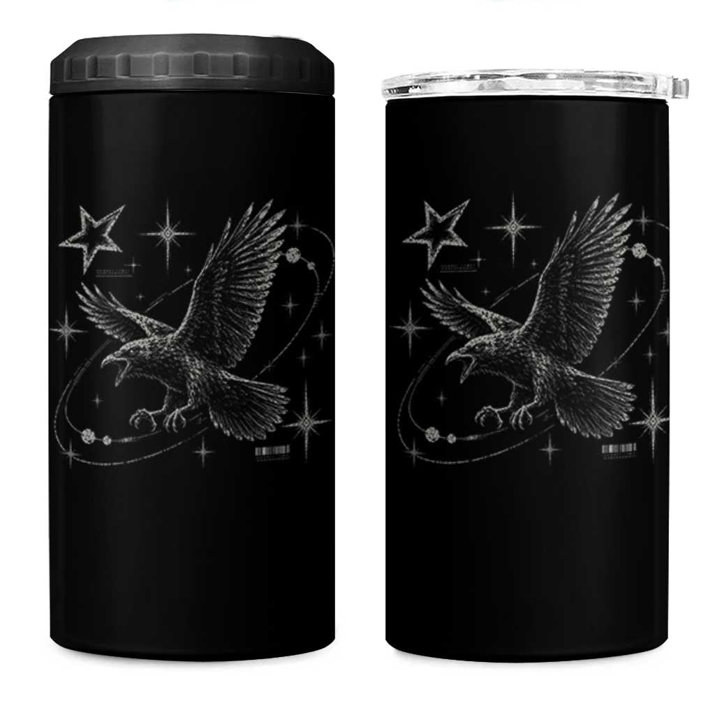 Raven Crow Y2k 4 in 1 Can Cooler Tumbler Gothic Cyber Sigilism Occult Dark Academia Black Bird Graphic